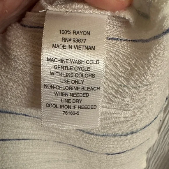 NWOT, size XXL a.n.a. long sleeve white button down blouse with blue stripes - Picture 5 of 14